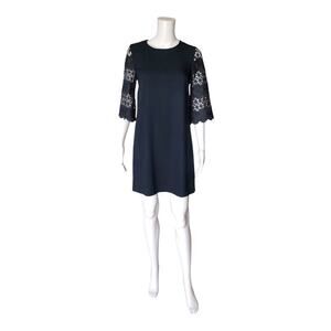 Banana Republic Navy Shift Dress Lace Crochet 3/4 Sleeve Size 0